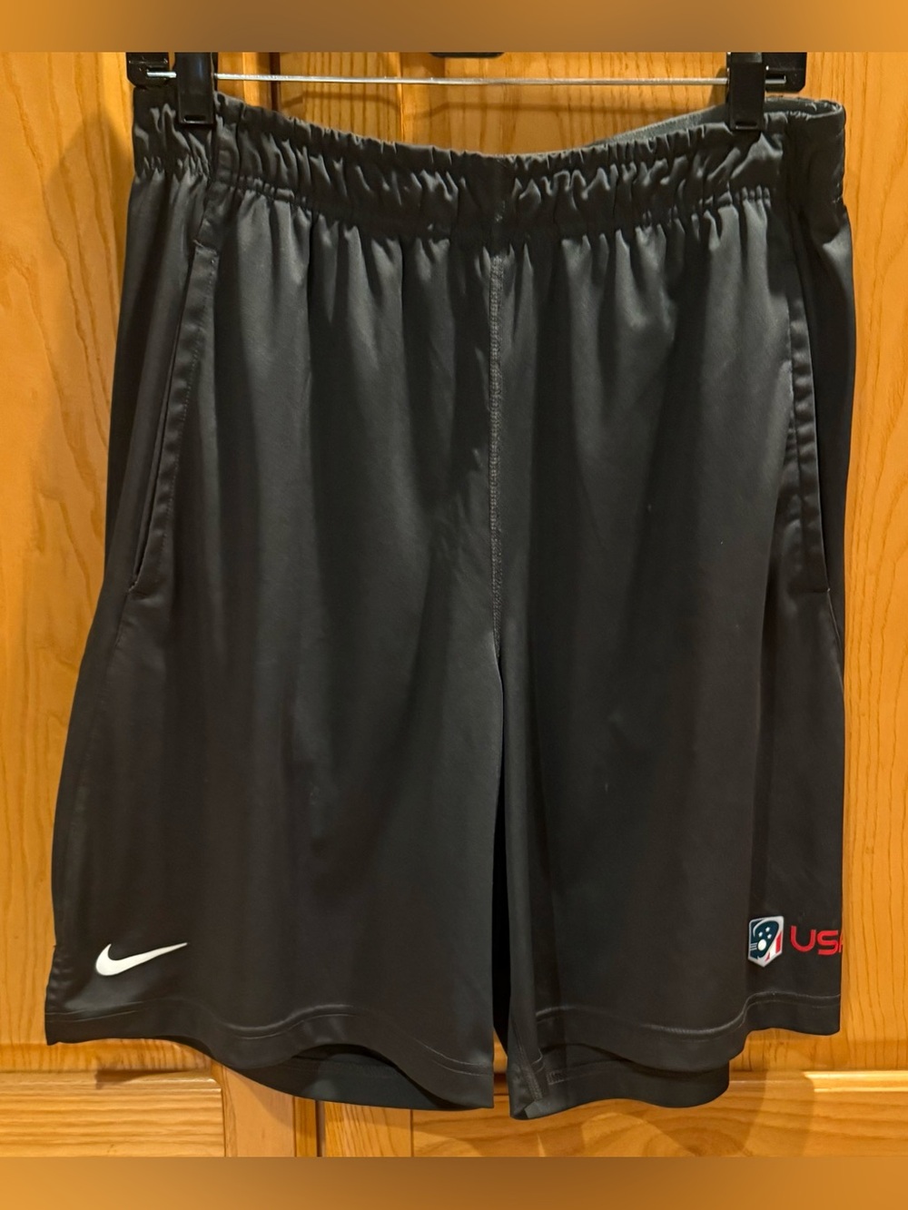 Nike Shorts Men’s DRI-FIT Gray Athletic Shorts USA Lacrosse Logo Size Large